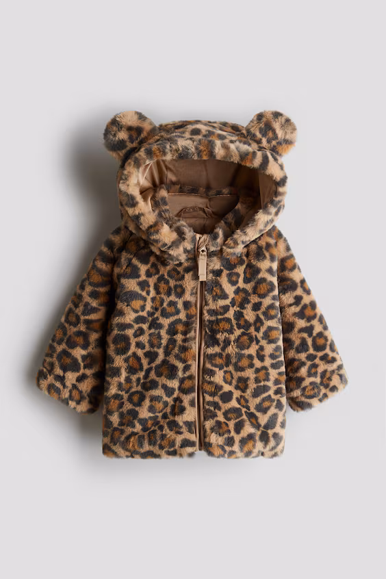Пальто с принтом из мягкого плюша