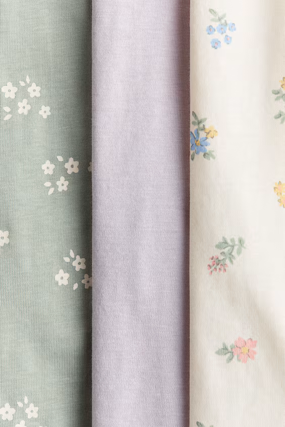 Набор из 3 хлопковых однотонных пижам