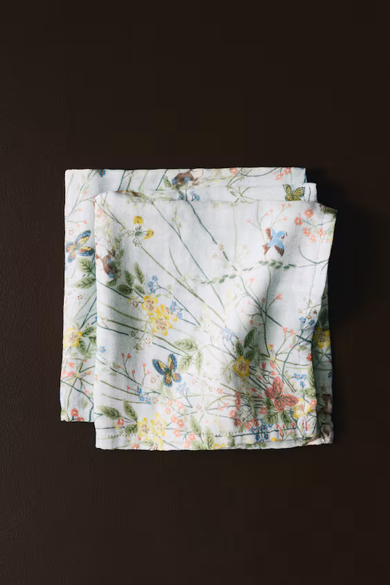 Набор из 2 маленьких пеленок из муслина