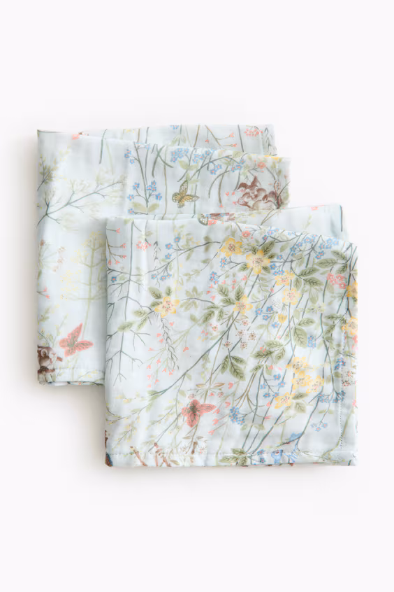 Набор из 2 маленьких пеленок из муслина