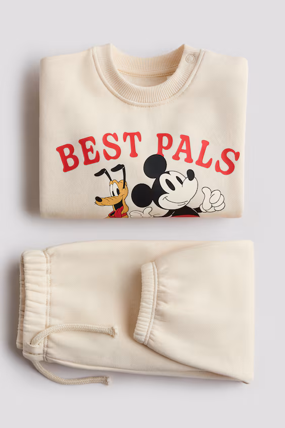 Комплект из 2 предметов из футера с принтом