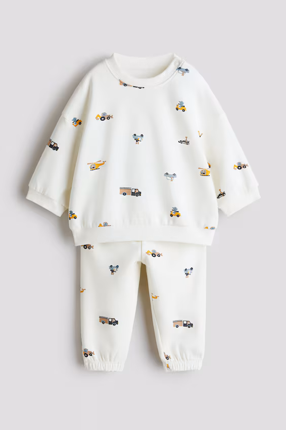 Комплект из 2 предметов из футера с принтом