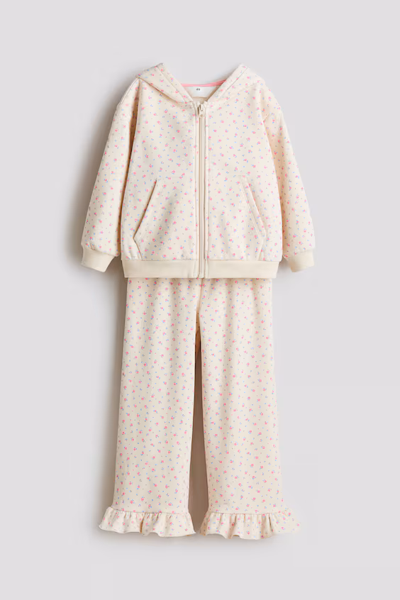 Набор из 2 предметов из футболки с начесом с принтом цветов