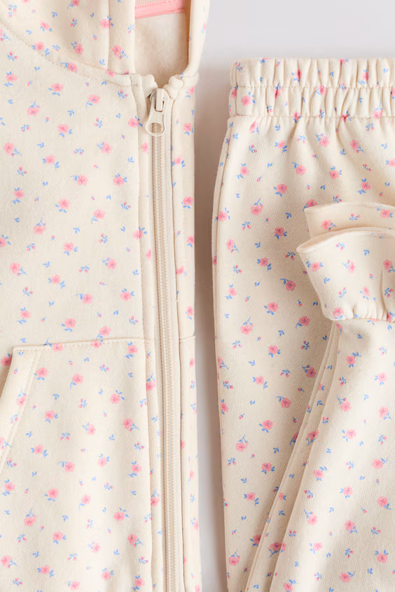 Набор из 2 предметов из футболки с начесом с принтом цветов