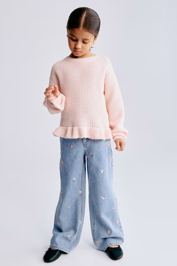 Джинсы свободного кроя с узором