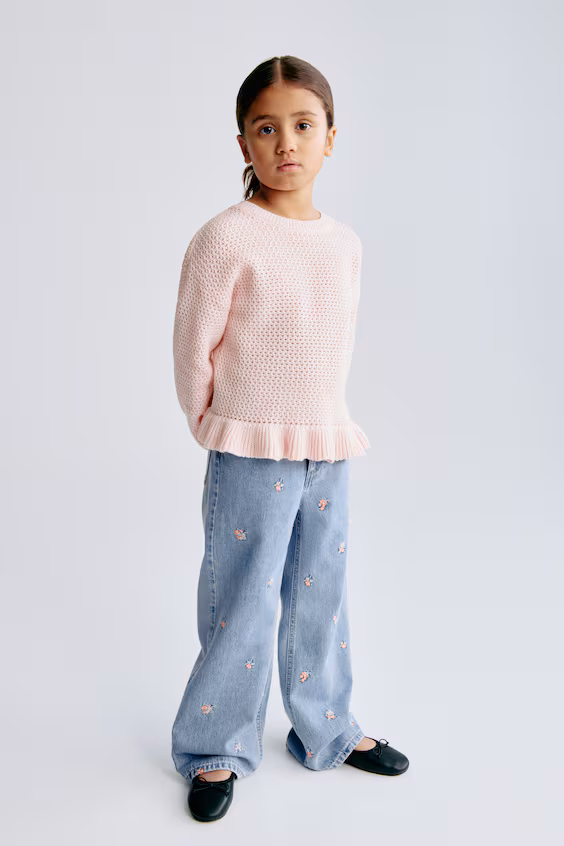 Джинсы свободного кроя с узором