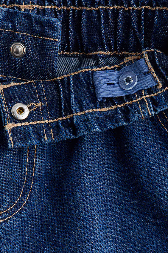 Джинсы с широкими ножками и поясом paper bag