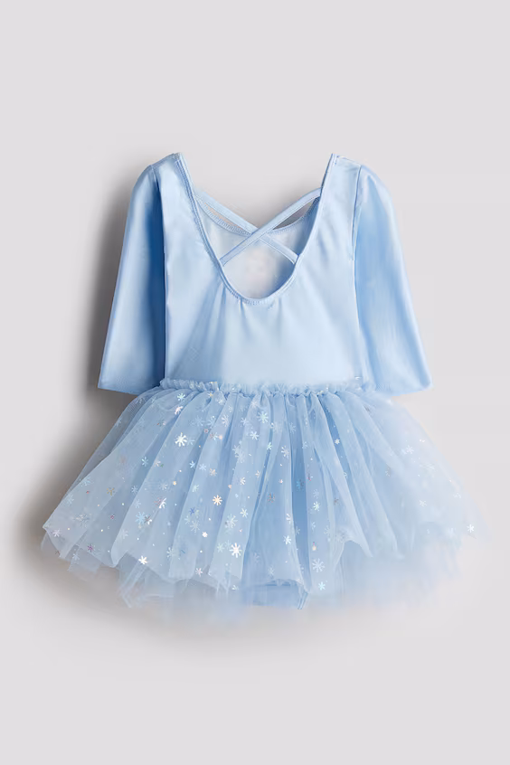 Танцевальный купальник с юбкой из тюля