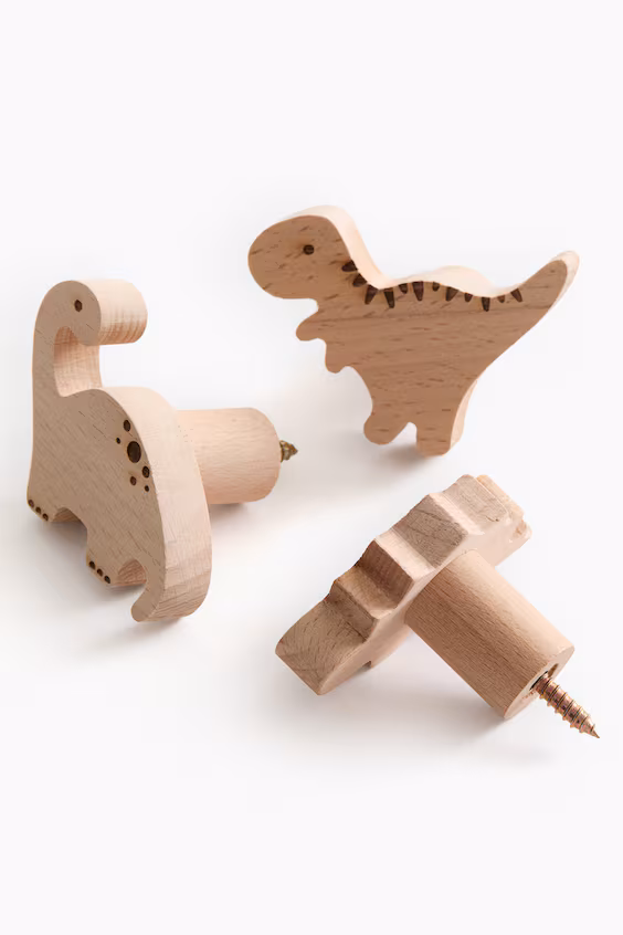 Набор из 3 вешалок с динозаврами из дерева