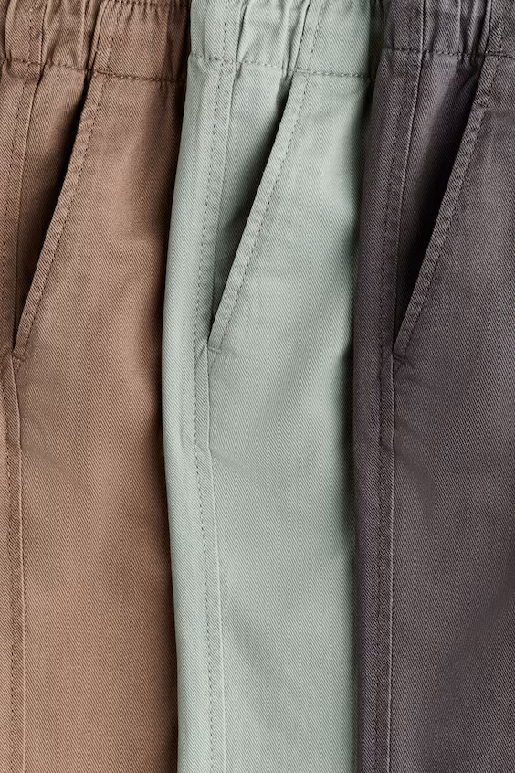 Комплект из 3-х брюк-джоггеров из хлопкового саржевого полотна