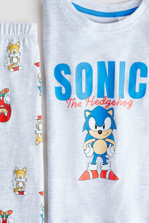 Пижама в хлопковом трикотаже с принтом