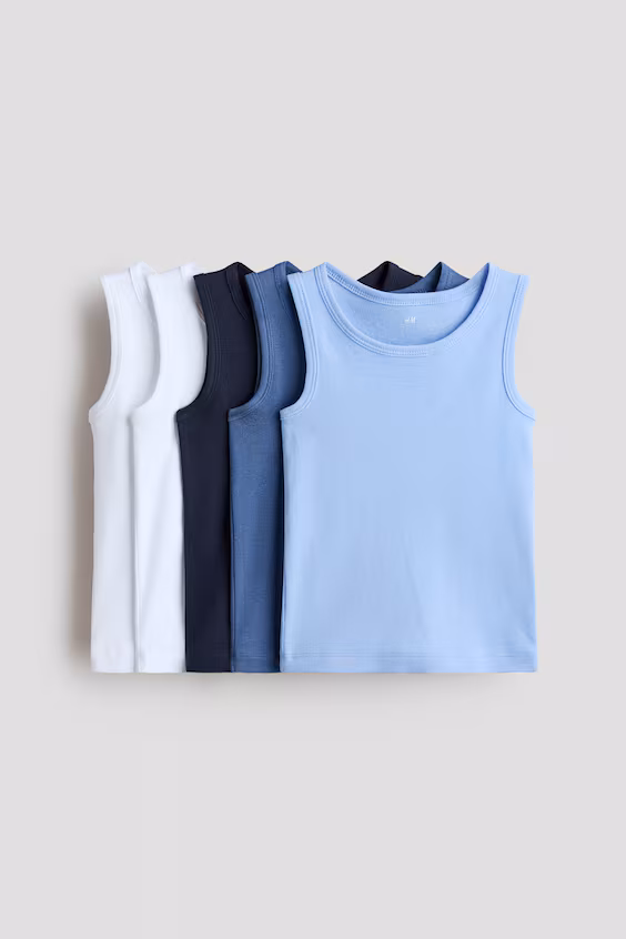 Набор из 5 топов без рукавов из хлопка