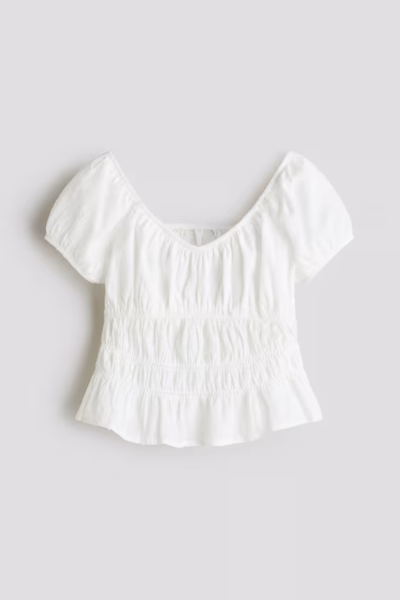 Блуза из хлопка с пышными складками