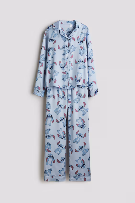 Пижама с принтом из атласа