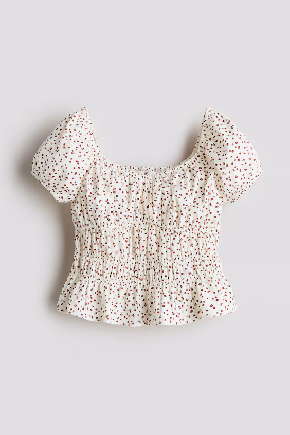 Блузка из хлопка с оборками-смокинг