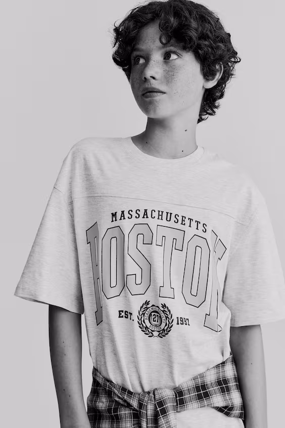 Oversize футболка с принтом h&m