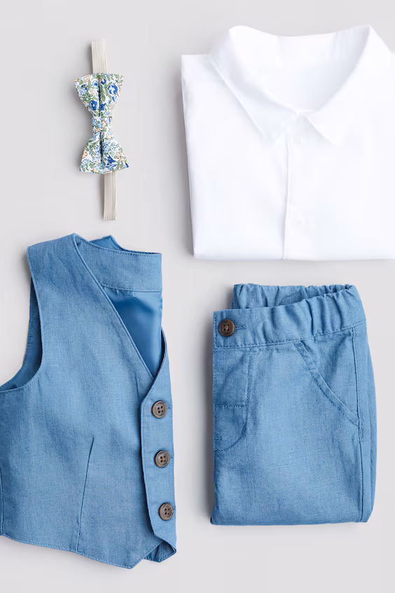 Элегантный комплект из 4 предметов из смесового льна