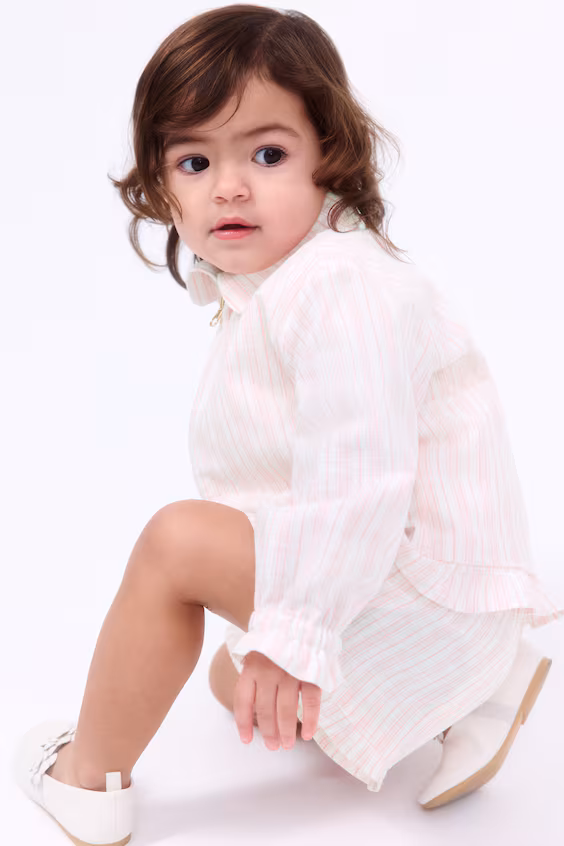 Рубашка-пиджак из смеси льна с оборками