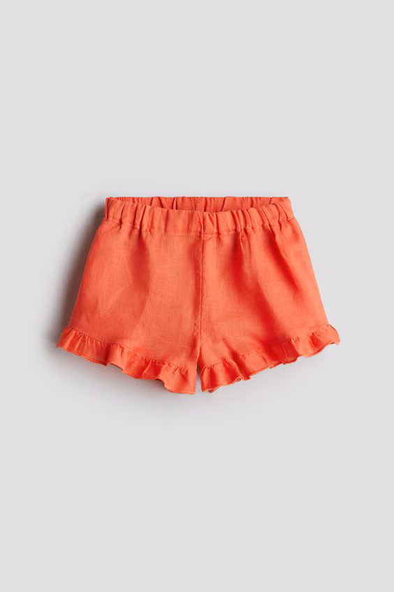 Шорты из льна с оборками