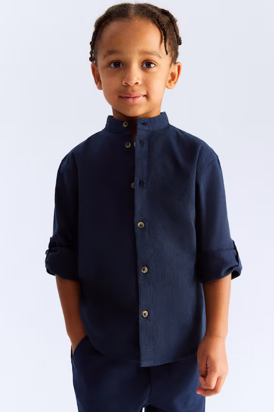 Рубашка с воротником из смесового льна