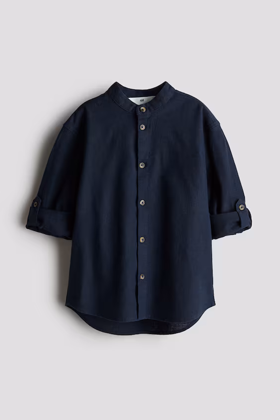 Рубашка с воротником из смесового льна