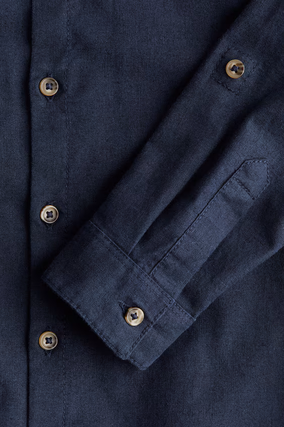 Рубашка с воротником из смесового льна