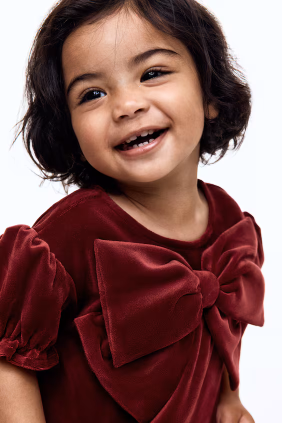 Платье из бархата с бантом h&m