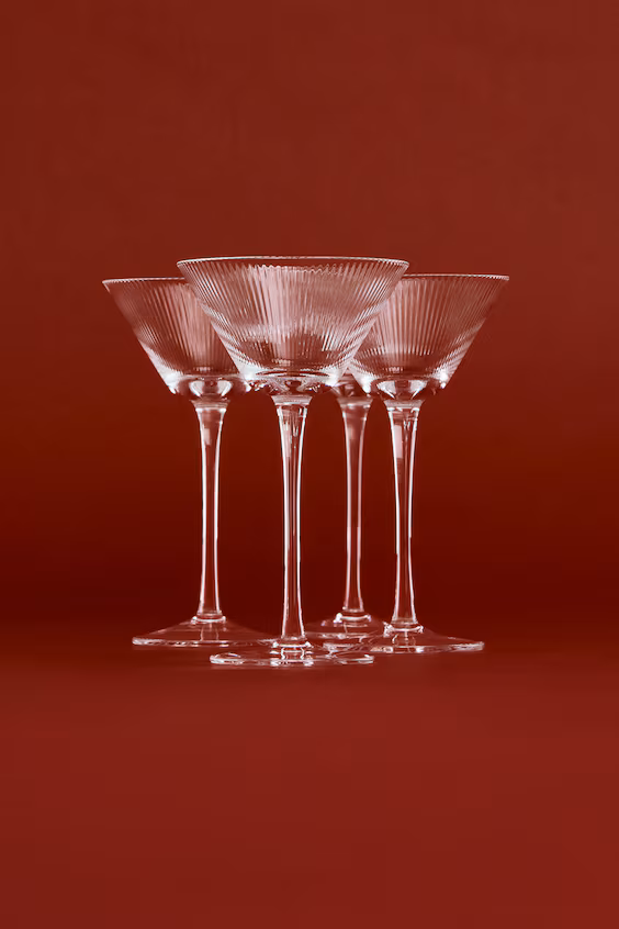 Набор из 4 коктейльных бокалов со струйным эффектом