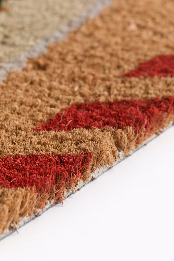 Плетеный коврик из кокосовой фибры с принтом