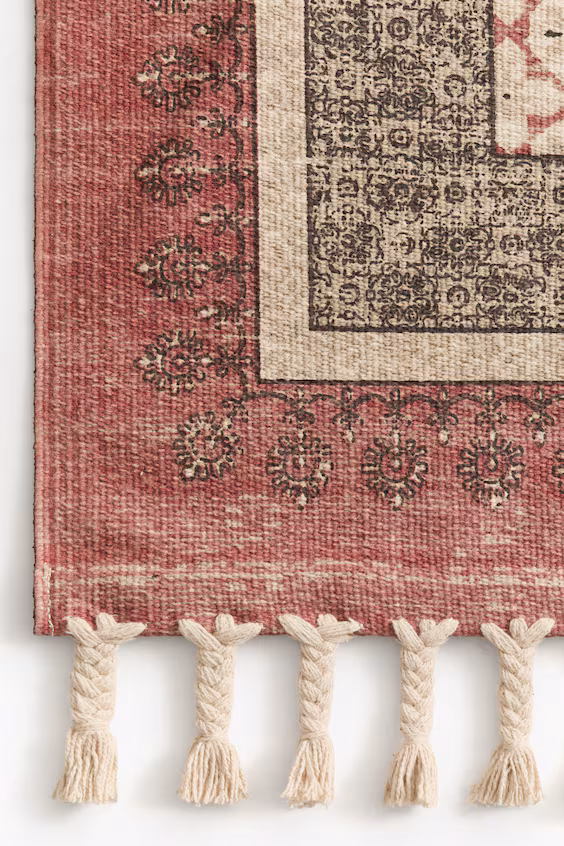 Хлопковый коврик с бахромой