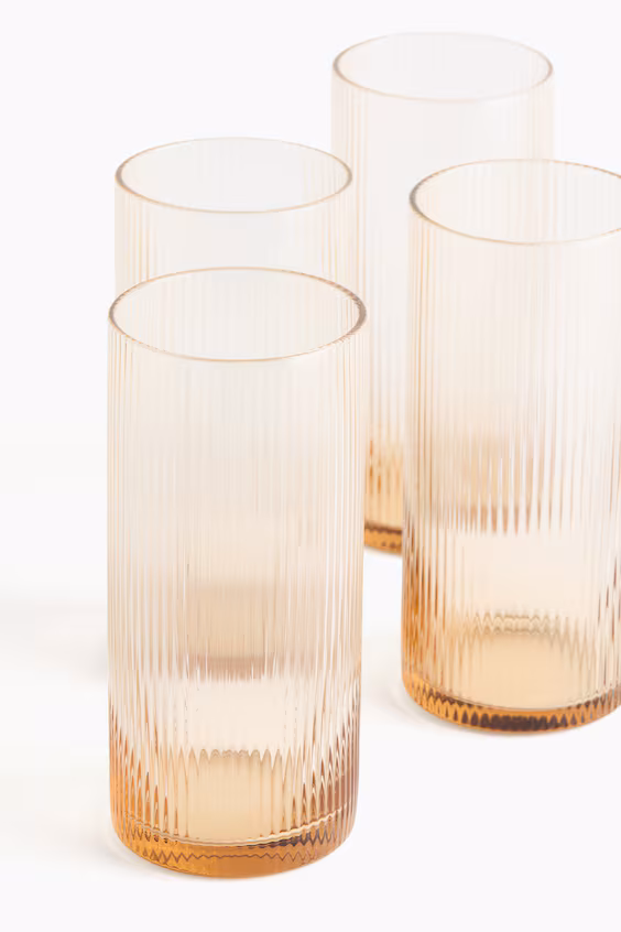 Набор из 4 высоких бокалов с полосатым эффектом