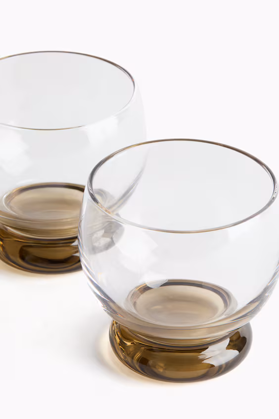 Набор из 2 стеклянных бокалов с отливом оливкового цвета