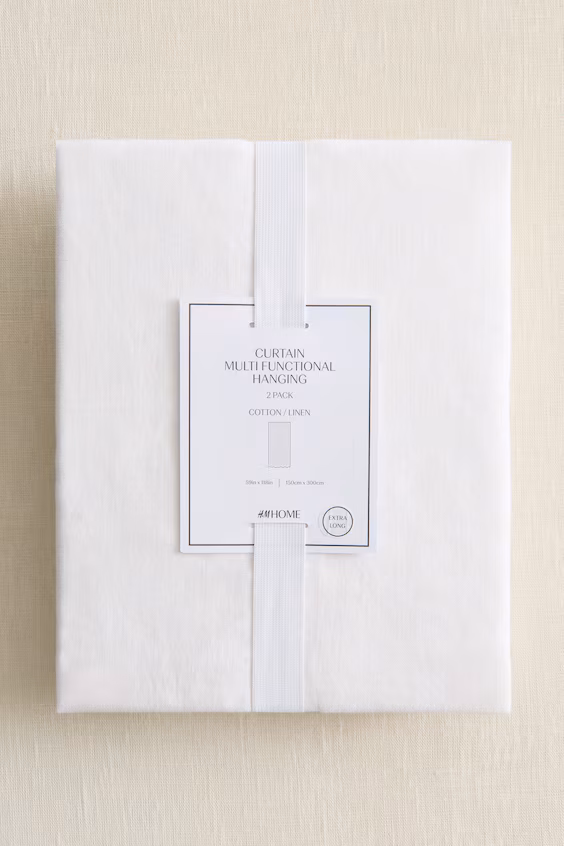 Набор из 2 длинных занавесок из смеси льна