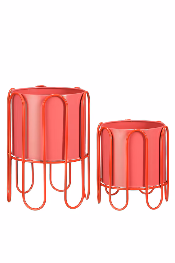 Набор из двух цветочных горшков на стойке