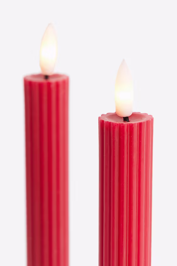 Набор из 2 светодиодных рифленых свечей