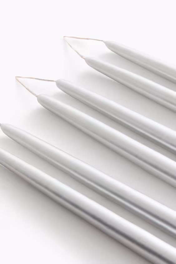 Набор из 6 металлических конических свечей