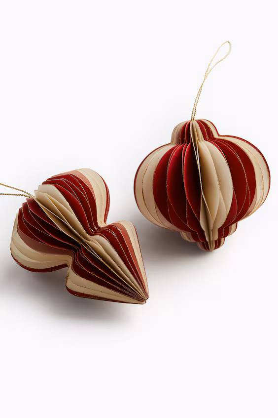 Набор из 2 новогодних украшений из бумаги