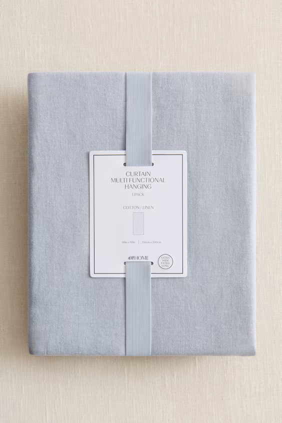 Набор из 1 длинной занавески из смесового льна