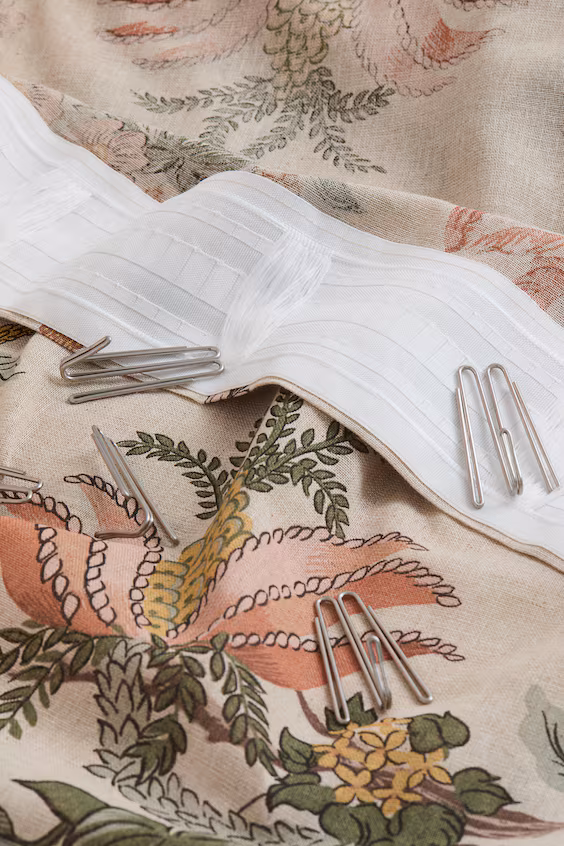 Набор из 2 длинных занавесок из смеси льна