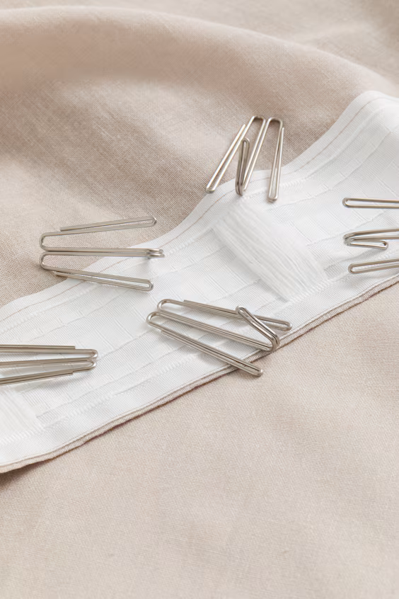 Набор из 1 длинного занавеса из смеси льна