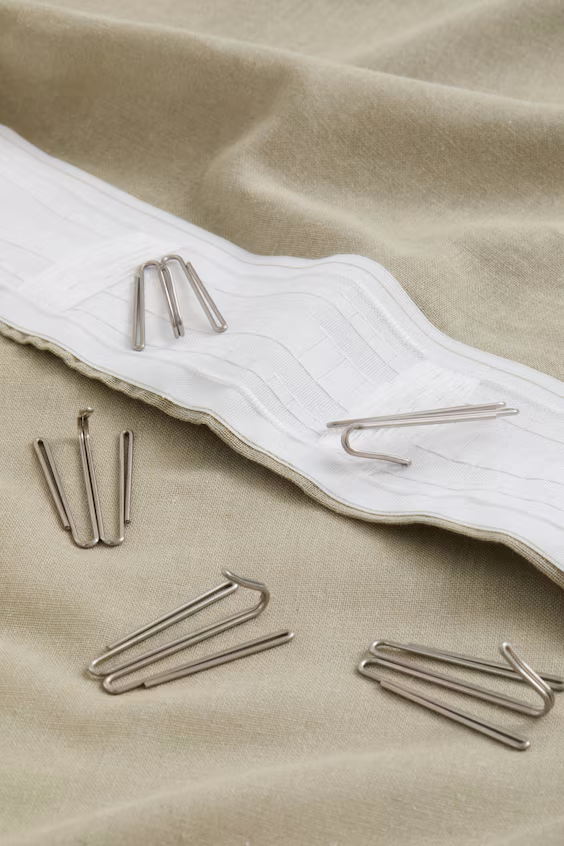 Набор из 2 длинных занавесок из смеси льна