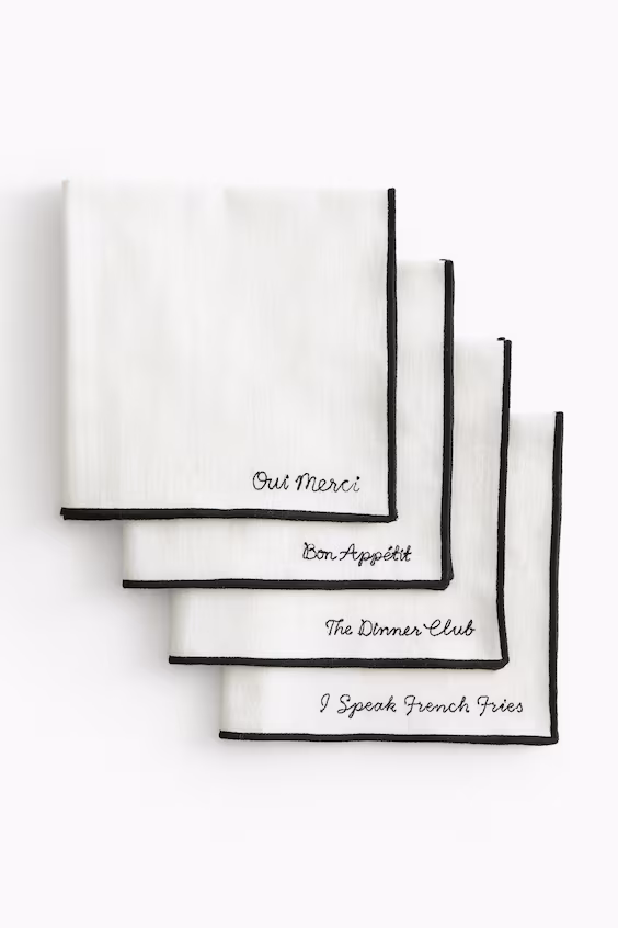 Набор из 4 вышитых салфеток