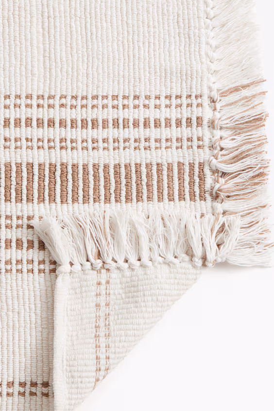 Коврик для ванной комнаты из хлопка с бахромой