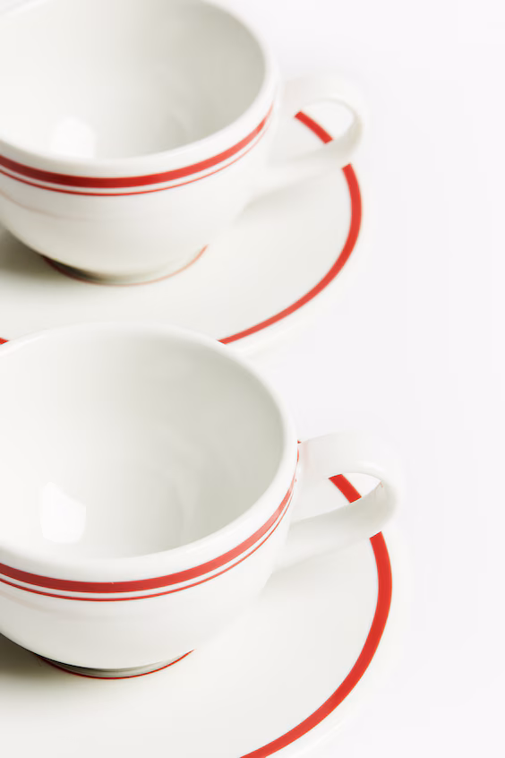 Набор из 2 чашек для капучино с блюдцами