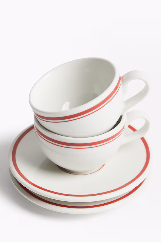 Набор из 2 чашек для капучино с блюдцами