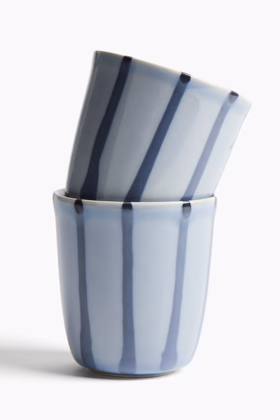 Набор из 2 чашек из каменной глины со стекловидным покрытием