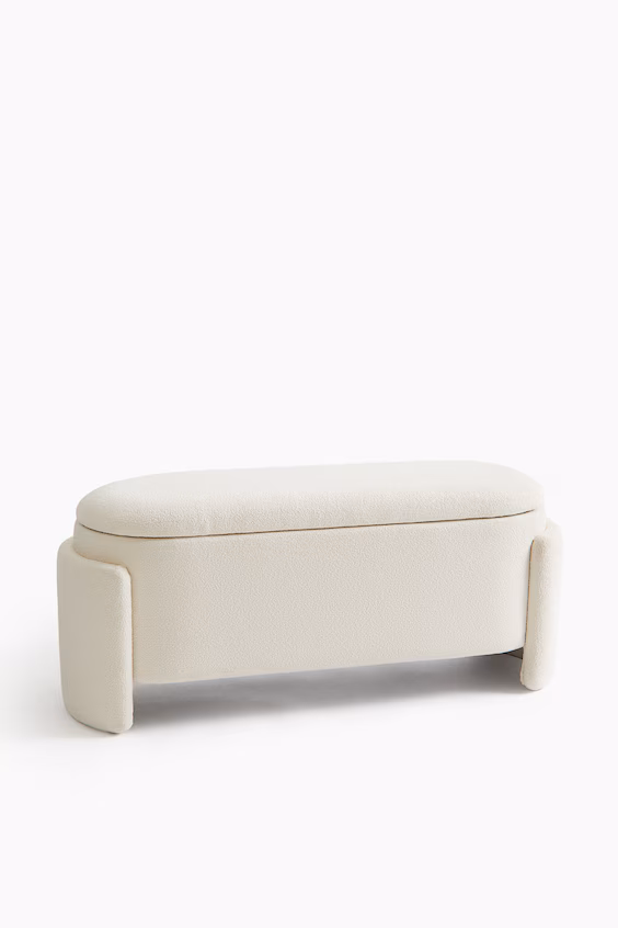 Банкетка с ящиком для хранения в ткани букле