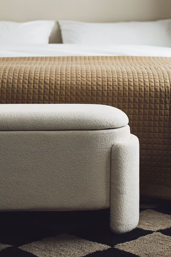 Банкетка с ящиком для хранения в ткани букле