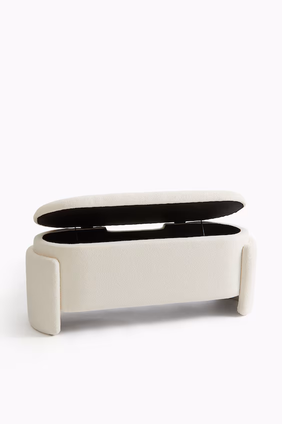 Банкетка с ящиком для хранения в ткани букле