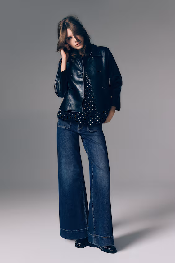 Джинсы широкие с высокой посадкой